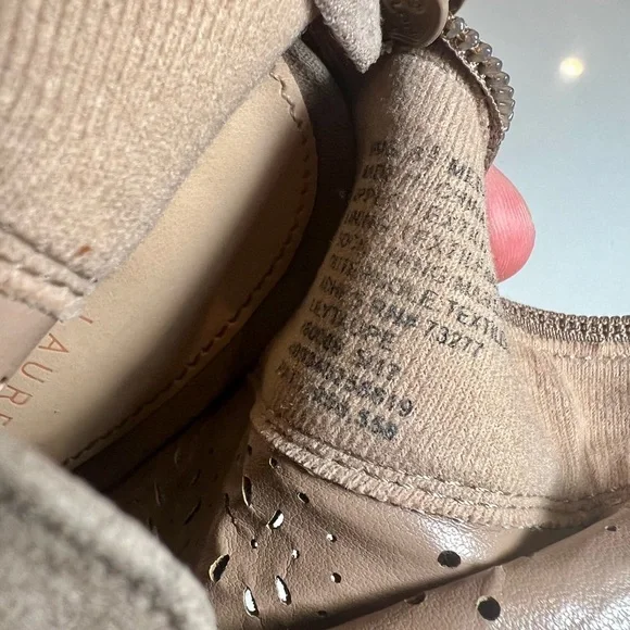 Lauren Conrad Peep-Toe Ankle Boots 4 Inch Heel Beige Laser Cut Tan - Picture 6 of 7